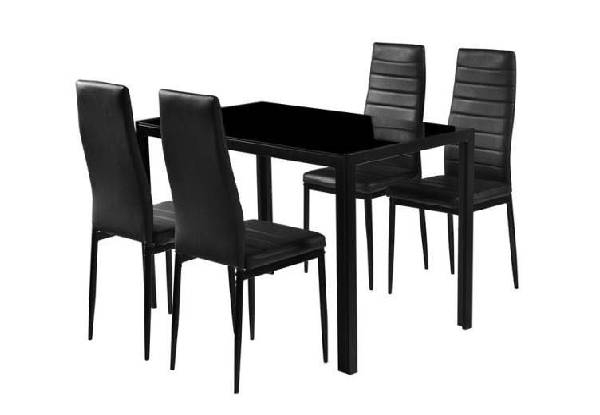 Classic Tempered Glass Dining Table Set with Four Chairs