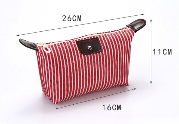 Striped Red Cosmetic Bag