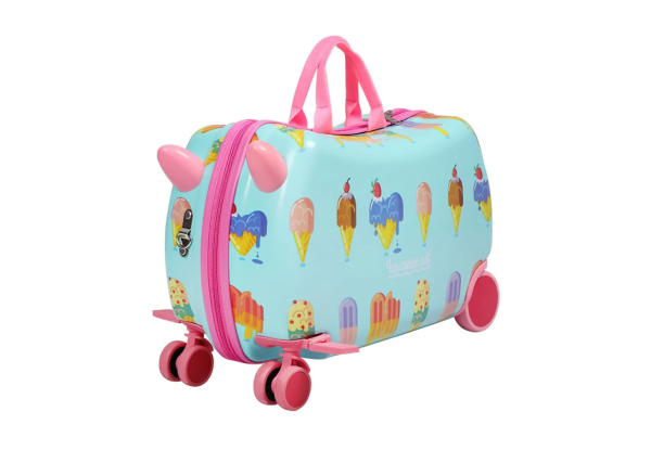 Kids Ride-On Ice Cream Travel Luggage Suitcase