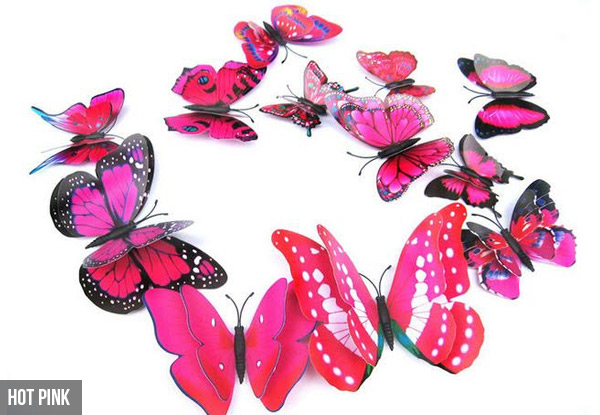 12-Piece Butterfly Decal Set - Available in Eight Colours