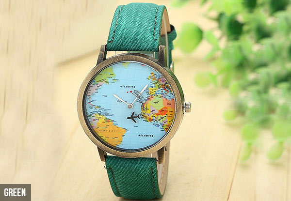 Globe Travel Watch - Five Colours Available with Free Delivery