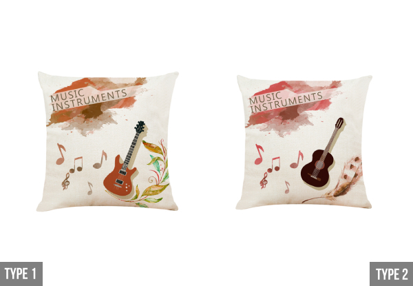 Musical Instrument Printed Cushion Cover - Nine Styles Available