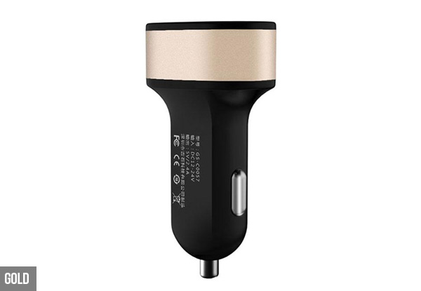 5V 2.4A Dual USB LED Display Car Charger - Three Colours Available with Free Delivery