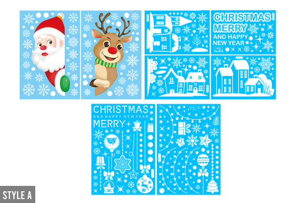 One-Pack of Removable Christmas Window Stickers - Four Styles Available & Option for Two-Pack