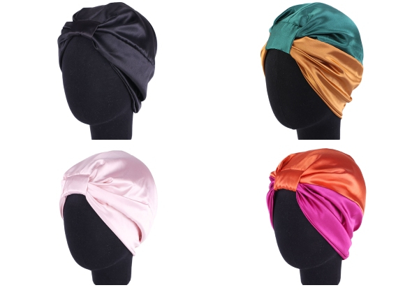 Double-Layered Satin Elastic Turbans - Four Colours Available & Option for Two-Pack