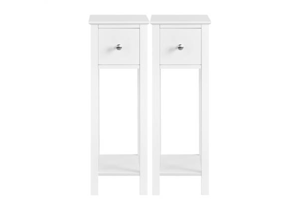 Two-Piece Slim Bedside Table with Storage Drawers