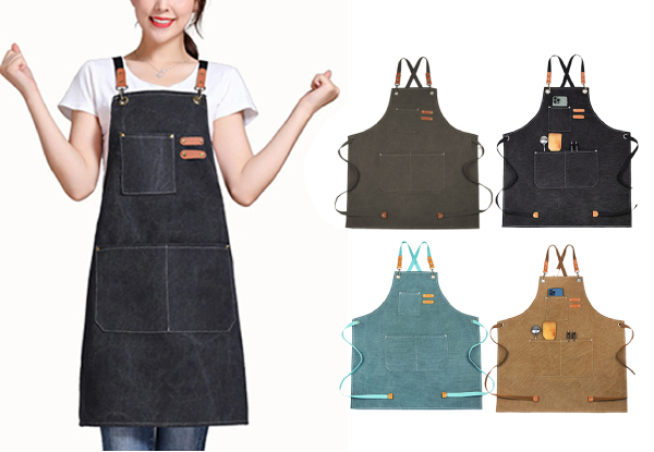 Cotton Apron with Pocket - Available in Four Colours & Option for Two