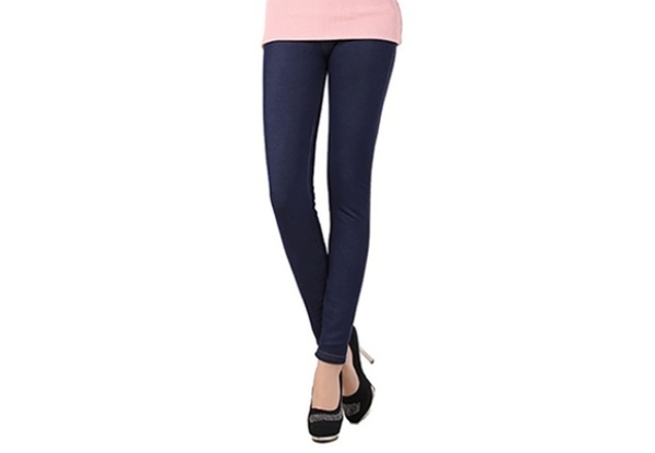 Thick Fleece-Lined Denim Leggings - Two Colours & Two Sizes Available with Free Delivery
