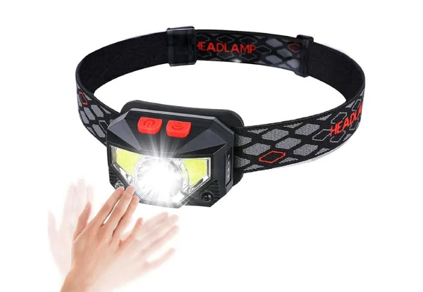 Rechargeable LED Headlamp with Motion Sensor - Option for Two-Pack