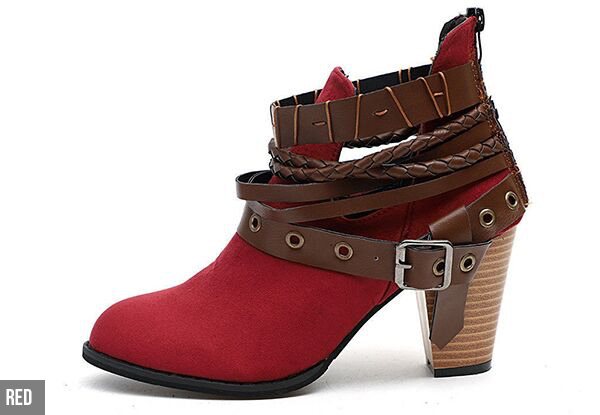 Ankle Boots with Side Buckle - Three Colours & Four Sizes Available with Free Delivery