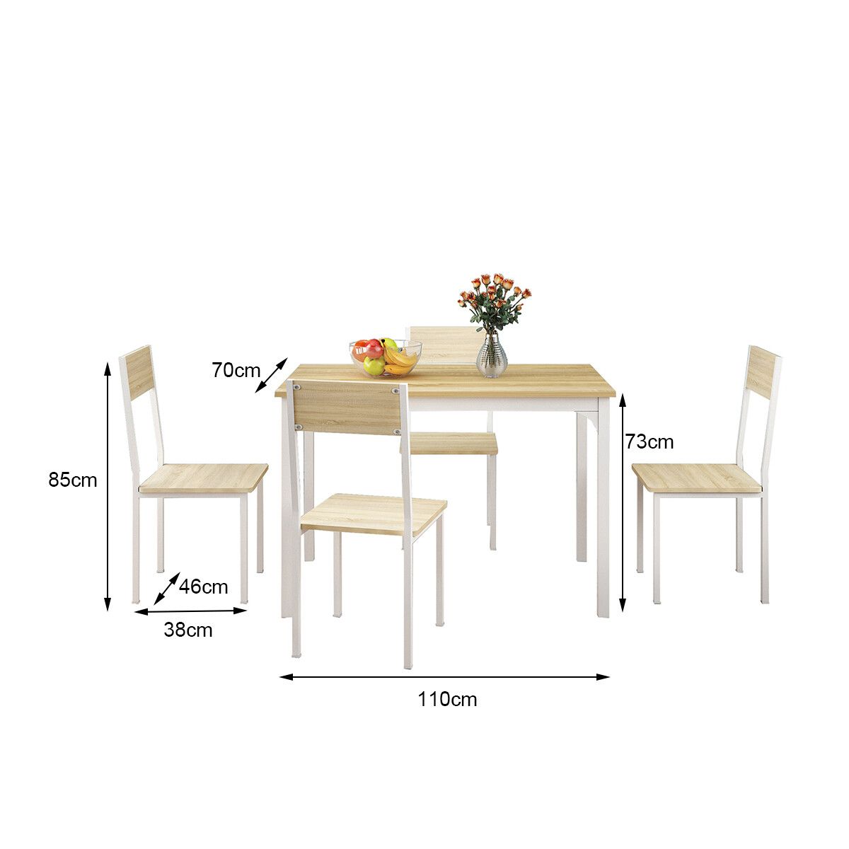 Five-Piece Dining Table & Chairs Set - Available in Two Colours