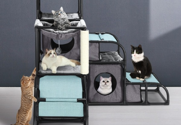 Petscene Multi-Level Cat Activity House with Hammocks