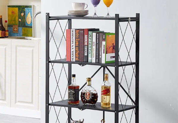 Foldable Kitchen Trolley Shelving Unit with Wheels - Available in Three Options