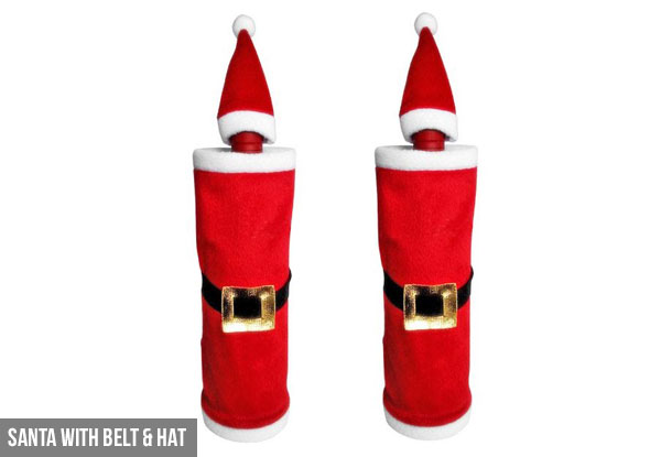 Two Pack Christmas Wine Bottle Covers - Two Styles Available