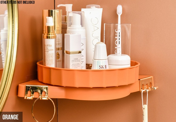 Wall-Mounted Rotating Bathroom Organiser Corner Vanity Rack - Three Colours Available