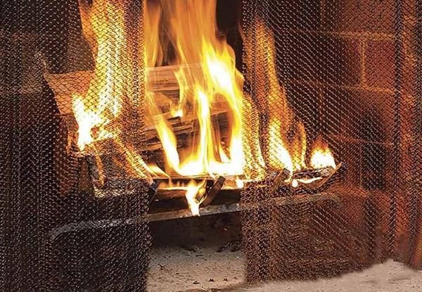 Two-Piece Fireplace Mesh Screen Curtain - Two Sizes Available