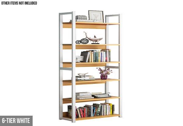 Simplistic Five-Tier Storage Shelf - Two Colours Available & Option for Six Tiers