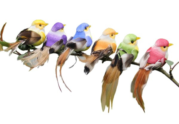 12-Pieces Artificial Feathered Bird Decorations