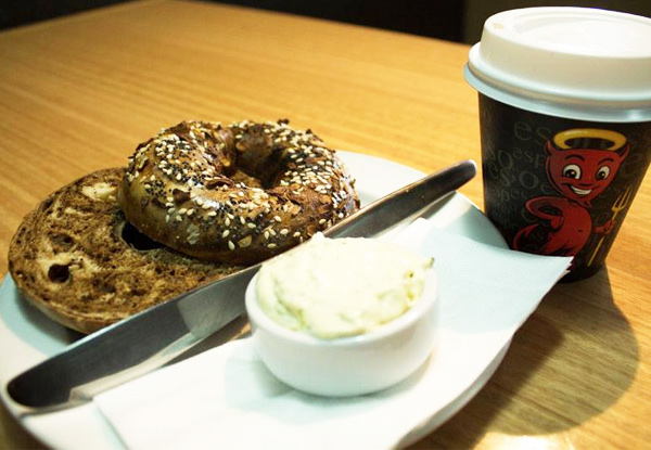 Cream Cheese Bagel & Large Hot Drink - Option for Two of Each Available