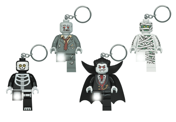 Set of Four LEGO Monster Keylights incl. Mummy, Vampire, Zombie & Skeleton