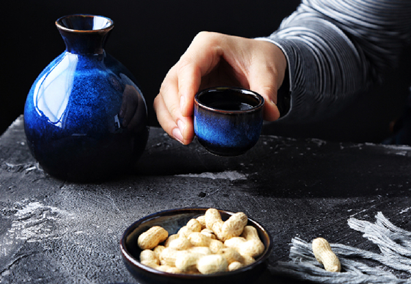Blue Ceramic Japanese Sake Set