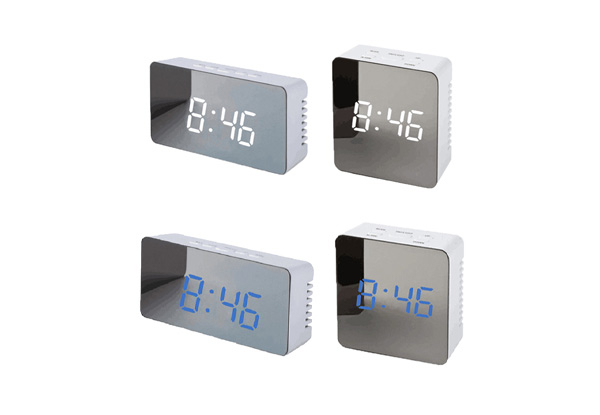 LED Mirror Clock - Two Styles & Two Colours Available