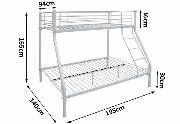 Triple Bunk Bed incl. Top Guardrail