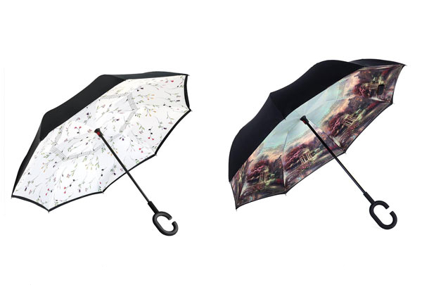 Wind-Resistant Reversible Umbrella - Six Designs Available
