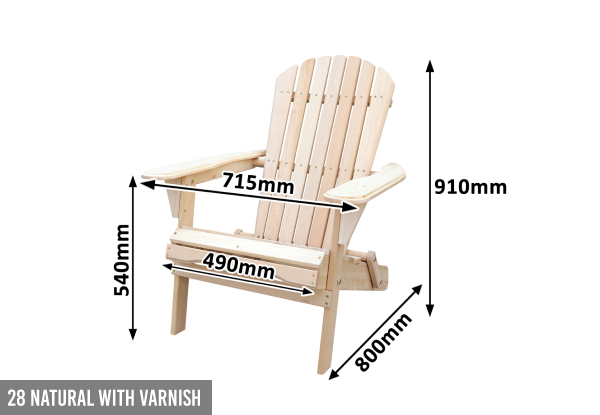 Wooden Adirondack Folding Chair Range - Two Styles & Four Colours Available
