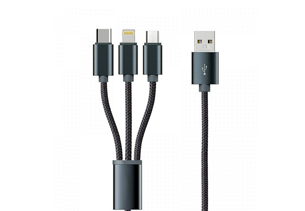 Three-In-One USB Charging Cable - Three Colours Available
