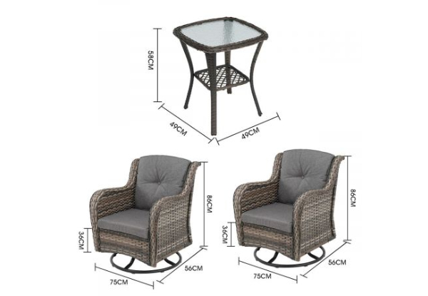 Three-Piece Outdoor Swivel Chair Set