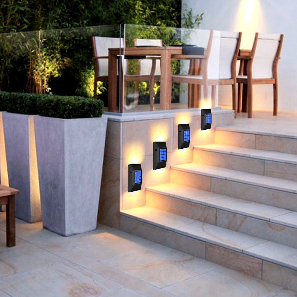 Two-Piece Garden Solar Powered LED Wall Lamps - Two Light Colours Available