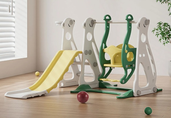 Five-in-One Kids Slide Swing Set with Ball Pool & Balls - Two Colours Available