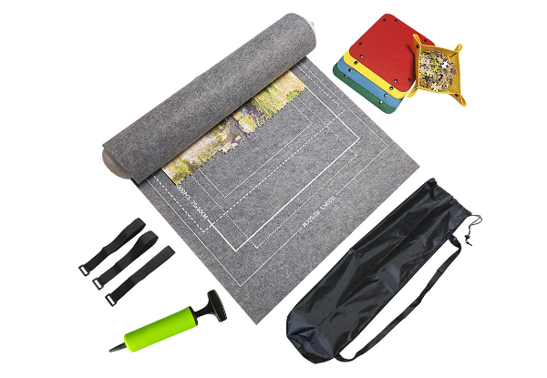 Jigsaw Puzzle Roll-Up Mat with Four Sorting Trays & Travel Storage Bag - Available in Three Colours