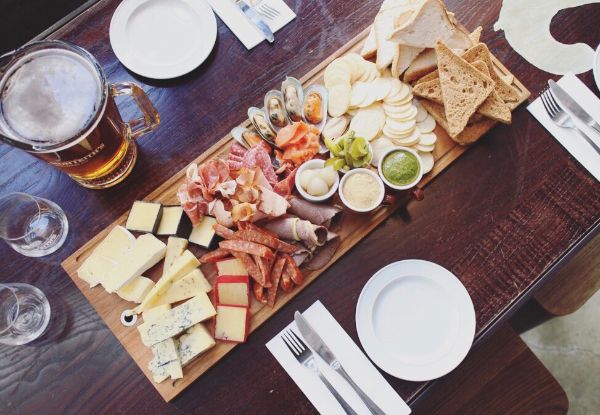 Antipasto Platter, Jug of Beer or Cider & Bar Leaner for Four/Six People- Options for up to 18 People