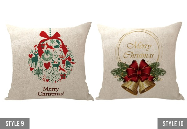 Two-Pack Christmas Square Zipper Pillowcases - Available in 13 Styles & Options for Eight-Pack