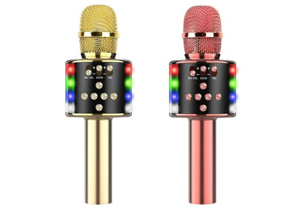 Wireless Bluetooth Karaoke Handheld Microphone Speaker - Available in Three Colours & Option for Two-Pack