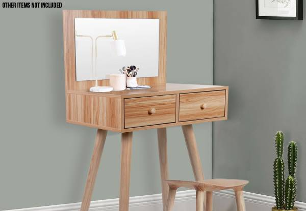 Modern Fashion Wood Dressing Table with Two Drawers & Mirror