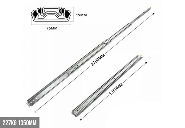 Heavy-Duty Drawer Extendable Locking Rails - Eight Options Available