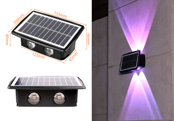 Solar Powered Double-Sided Wall Light - Two Styles & Three Colours Available