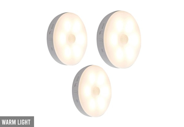 Rechargeable Motion Sensor Night Light - Two Light Colours & Three-Pack Option Available