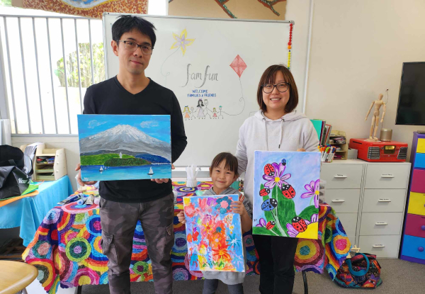 Family Fun Painting Session for Two People Incl. Canvas & Art Supplies - Option for up to Eighteen People - Valid from 7th of July