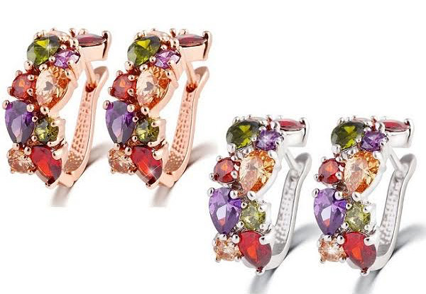 Multi-Coloured Crystal Hoop Earrings