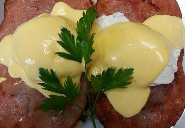 Two Egg Benedicts - Options for Spinach or Bacon - Valid Monday to Saturday from 14th January