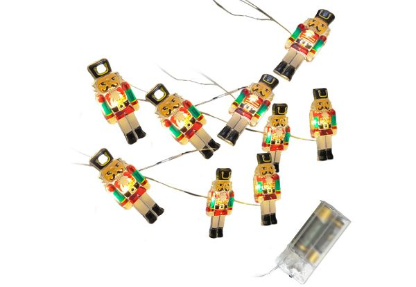 Christmas Walnut Soldier String 20-LED Lights - Available in Two Colours & Option for Two-Pack