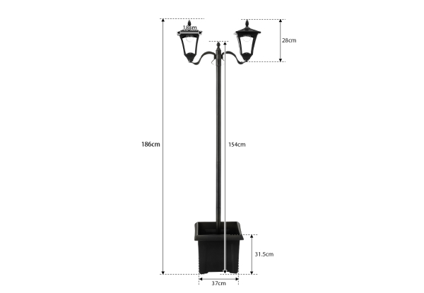 186cm Solar LED Outdoor Light Post with Planter