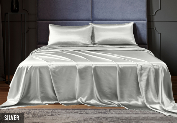 Four-Piece Royal Comfort Satin Sheet Set - Available in Six Colours & Two Sizes