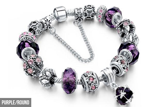 Crystal Charm Bracelet - Eight Styles Available with Free Delivery