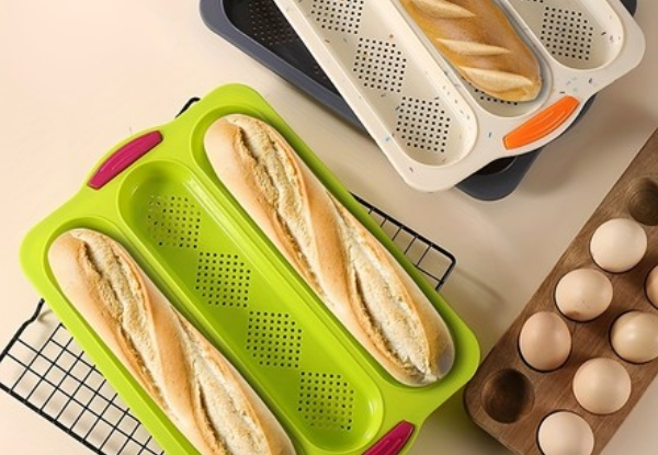Non-Stick Perforated Silicone Baguette Bake Pan - Three Colours Available