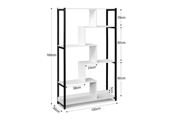 LUXSUITE Six-Tier Wooden Bookshelf